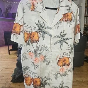 Men's Tropical Palm and Beer Print Shirt